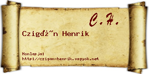 Czigán Henrik névjegykártya